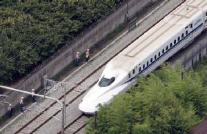 Japan bullet train driver puts feet up on the job