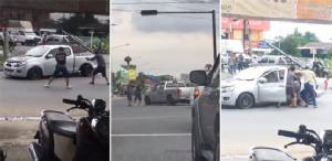 [ชมคลิป] นาทีระทึก ตำรวจจับพ่อค้ายาบ้า ยิงสนั่นกลางสี่แยกไฟแดง