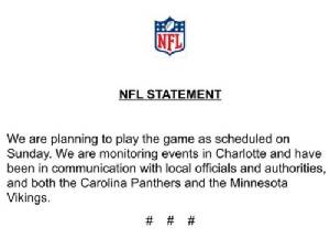 NFL ยันเกม “เสือดำ-ไวกิงส์” แข่งตามปกติที่ชาร์ล็อตต์