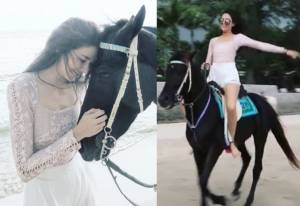 (ชมคลิป) สวย ๆ ระทวยเบา ๆ กับ “ศรีริต้า” โชว์สตรองขี่ม้าชายหาด