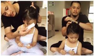 เรื่องยากๆ ของผู้ชาย! เมื่อ “พ่อเวย์” พยายามทำผมให้ลูกสาว “น้องบีน่า” (คลิป)