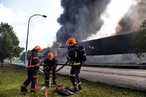 Chemical waste fire in Singapore