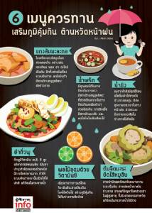 6 เมนูควรทาน!! เสริมภูมิคุ้มกัน ต้านหวัดหน้าฝน
