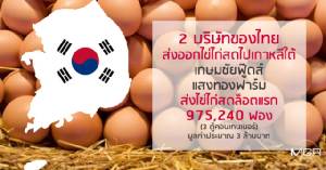 โอกาสทอง! ไทยส่งออกไข่ไปเกาหลีล็อตแรก 9 แสนฟอง หลังไข้หวัดนกระบาด