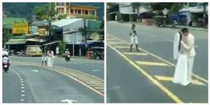 ภาพเสี่ยงตาย ! ชาวภูเก็ตห่วง หลังเจอคู่บ่าว-สาว ยืนถ่ายพรีเวดดิ้งกลางถนน หวั่นอุบัติเหตุ