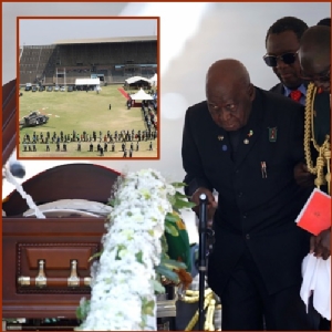In Clip: อัฒจันทร์ว่างเปล่าในสนามกีฬาฮาราเรจัดพิธีศพ “มูกาเบ” ผู้นำแอฟริกาใต้-เคนยาบินร่วมเป็นเกียรติ