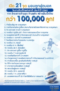 คิง เพาเวอร์ ส่งความสุข กระจายความสนุกทั่วไทย แจกลูกฟุตบอลกว่าแสนลูกรับวันเด็กแห่งชาติปี 63