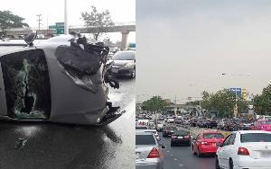 ฝนตกเช้าวันจันทร์! ถนนลื่น ทำอุบัติเหตุเพียบ จราจรติดขัดหลายเส้นทาง