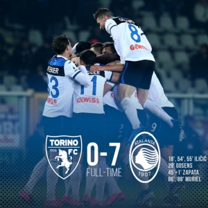 "อตาลันตา" โคตรดุ!! ถล่ม "โตริโน" 9 คน คาบ้าน 7-0