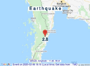 เกิดแผ่นดินไหว 2.8 ที่ประจวบฯ ลึกจากผิวดิน 3 กิโลเมตร