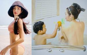แผ่นหลังสวยมากแม่ “อ๋อม สกาวใจ” อวดผิวเนียนเปลือยกายอาบน้ำพร้อมลูก