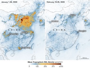 ภาพถ่ายดาวเทียมนาซาเผย “มลภาวะในจีนลดลง” จากวิกฤตโควิด-19 แพร่ระบาด