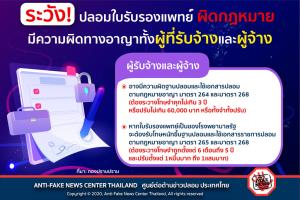 “กองปราบปราม” เตือนปลอมแปลงใบรับรองแพทย์ มีความผิดทางอาญาทั้งผู้รับจ้างและผู้จ้าง