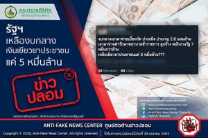 ข่าวปลอม! รัฐฯ เหลืองบกลางเงินเยียวยาประชาชนแค่ 5 หมื่นล้าน