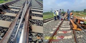 สุดพิเรนทร์! จนท.การรถไฟฯ เผยภาพมือดีนำหินไปวางในร่องบังใบ หวั่นก่อให้เกิดอุบัติเหตุได้