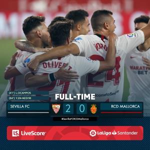 “เซบีญา” เก็บชัย 4 เกมรวด ทุบ “มายอร์กา” 2-0 จ่อลุย ชปล.ครั้งแรกรอบ 2 ปี