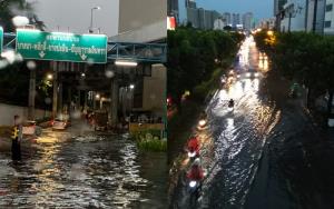 เย็นวันศุกร์! ฝนตกกระหน่ำ กทม.ถนนหลายสายน้ำท่วมขัง-รถติดหนักเป็น ชม.