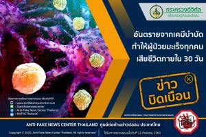ข่าวบิดเบือน อันตรายจากเคมีบำบัด ทำให้ผู้ป่วยมะเร็งทุกคนเสียชีวิตภายใน 30 วัน