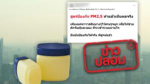 ข่าวปลอม! ทาปิโตรเลียมเจลลี่ ช่วยดักจับฝุ่น ป้องกัน PM 2.5