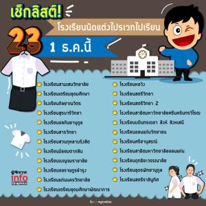 เช็กลิสต์! 23 โรงเรียนนัดแต่งไปรเวทไปเรียน 1 ธ.ค.นี้