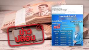 ข่าวปลอม! คลินิกแก้หนี้ ดอกเบี้ยร้อยละ 2 บาท ดำเนินการผ่านธนาคารออมสิน กรุงไทย และ ธ.ก.ส.