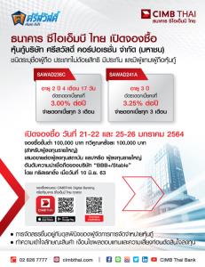 CIMBT ชวนซื้อหุ้นกู้ศรีสวัสดิ์ผ่านแอป 21-22 และ 25-26 ม.ค.นี้