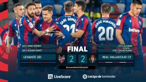 "บายาโดลิด" ดีใจแค่ 5 นาที โดน "เลบานเต" ตีเจ๊า 2-2