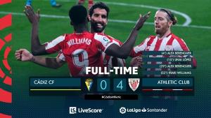 "แอธ.บิลเบา" โคตรดุ!! ถล่ม "คาดิซ" ถึงบ้าน 4-0 จบสถิติไม่ชนะ 4 เกมรวด