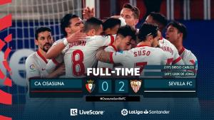"เซบียา" ยิงโอซาฯ คาบ้าน 2-0 ฉลองชัย 5 เกมรวด แซง "บาร์ซา" รั้งอันดับ 3