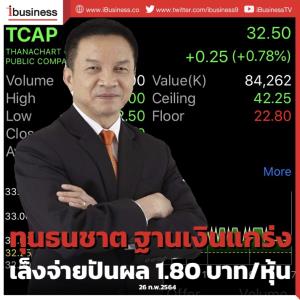 ทุนธนชาต (TCAP) ฐานะการเงินมั่นคง แม้เจอพิษโควิด-19 เล็งจ่ายปันผลอีกหุ้นละ 1.80 บาท รวมทั้งปี 63 เป็นหุ้นละ 3 บาท