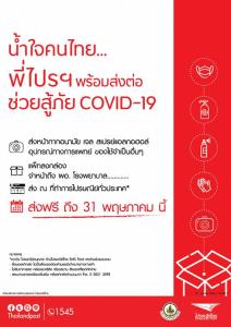 ไปรษณีย์ไทยร่วมสู้วิกฤตโควิด-19 ระลอกใหม่ เปิดบริการส่งหน้ากากอนามัย และอุปกรณ์ทางการแพทย์ให้ รพ.ทั่วประเทศฟรี!!