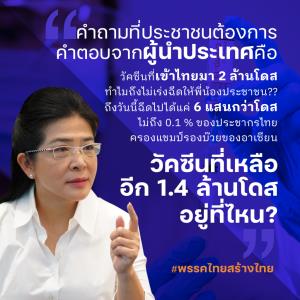 “สุดารัตน์” โวยวัคซีนโควิดหายไปไหน จี้ปรับแผนฉีดเป็นวาระแห่งชาติ