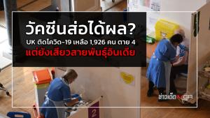 วัคซีนส่อได้ผล? UK ติดโควิด-19 เหลือ 1,926 คน ตาย 4 แต่ยังเสียวสายพันธุ์อินเดีย