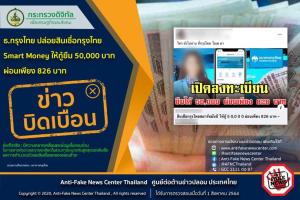 ข่าวบิดเบือน! ธ.กรุงไทย ปล่อยสินเชื่อกรุงไทย Smart Money ให้กู้ยืม 50,000 บาท ผ่อนเพียง 826 บาท