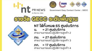 NT ได้รางวัลรับรองมาตรฐานการให้บริการของศูนย์ราชการสะดวก (GECC) ประจำปี 2564