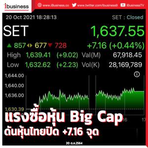 แรงซื้อหุ้น Big Cap ดันหุ้นไทยปิด +7.16 จุด