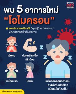 พบ 5 อาการใหม่ "โอไมครอน"  ต้องคอยติดตามอาการเหล่านี้
