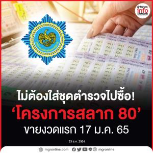 ไม่ต้องใส่ชุดตำรวจไปซื้อ!  ‘โครงการสลาก 80’ เริ่มขายงวดแรก 17 ม.ค. 65