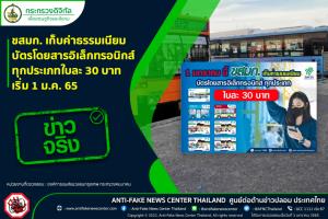 ข่าวจริง ! ขสมก. เก็บค่าธรรมเนียมบัตรโดยสารอิเล็กทรอนิกส์ ทุกประเภทใบละ 30 บาท เริ่ม 1 ม.ค. 65