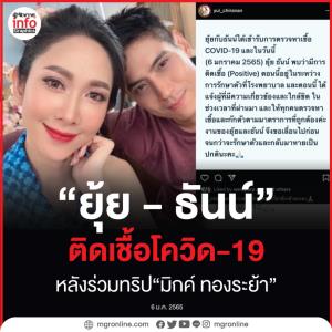 “ยุ้ย - ธันน์” ประกาศติดเชื้อโควิด-19  หลังร่วมทริปล่องเรือที่ภูเก็ตกับ “มิกค์ ทองระย้า”