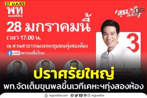 “เพื่อไทย” ปราศรัยใหญ่เลือกตั้งซ่อมหลักสี่-จตุจักร 28 ม.ค.นี้ ชูเลือก “สุรชาติ” ให้ชนะขาด