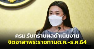 ครม.รับทราบผลดำเนินงานจิตอาสาพระราชทาน ต.ค.-ธ.ค. 64 ปชช.ลงทะเบียนรวม 6.8 ล้านคน