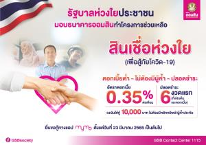 ออมสินขานรับนโยบายรัฐปล่อยสินเชื่อดอกเบี้ยต่ำ 0.35% ต่อเดือน ไม่ต้องมีผู้ค้ำ-ไม่ต้องผ่อน 6 งวดแรก