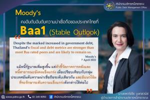 Moody’s คงอันดับความน่าเชื่อถือของประเทศไทยที่ Baa1 และมุมมองความน่าเชื่อถือที่ระดับมีเสถียรภาพ