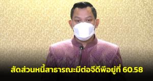 ครม.รับรายงานสัดส่วนหนี้สาธารณะมีต่อจีดีพีอยู่ที่ 60.58 แจงดีขึ้นตามสถานการณ์โควิด