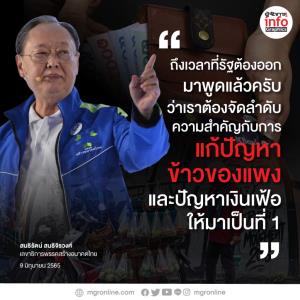 “สนธิรัตน์”แนะรัฐบาล แก้ปัญหาของแพงและเงินเฟ้อ ต้องมาเป็นอันดับ 1