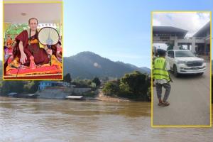 “ครูบาบุญชุ่ม” กลับวัดฯ เมืองพงริมฝั่งโขงเมียนมาแล้ว ญาติโยมดักรอถึงหน้าด่านฯ พรมแดน