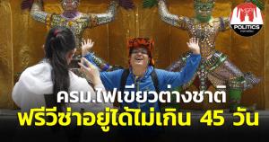 ครม.ไฟเขียวต่างชาติฟรีวีซ่าอยู่ได้ไม่เกิน 45 วัน ส่วน Visa on Arrival ไม่เกิน 30 วัน ฟื้นฟูท่องเที่ยว