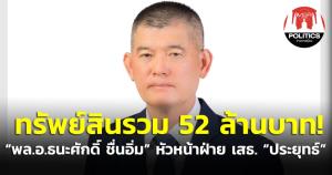 เปิดบัญชีทรัพย์สิน “พล.อ.ธนะศักดิ์” เสนาธิการประจำ รมว.กห.นั่งตำแหน่งบอร์ดกองสลาก รวย 52 ล้าน รายได้ต่อปี 4.7 ล้าน