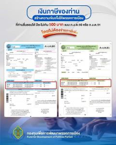 กกต.ชวนผู้มีรายได้บริจาคเงินภาษีปี 65 สนับสนุนพรรคที่ชอบ อุดหนุนได้ไม่เกิน 500 บาท